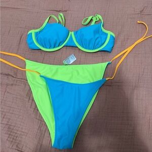 Wild Fable Blue and Neon Green Bikini